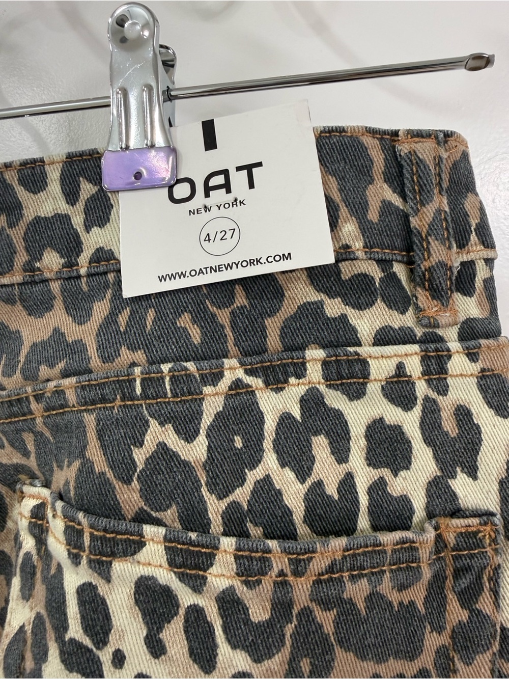 Oat New York Women's Straight Leg Jeans — Black and Tan Leopard Print